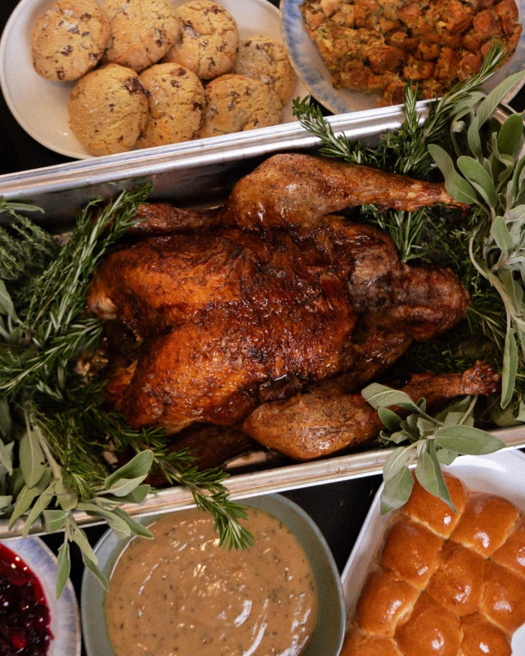 Thanksgiving dinner spread